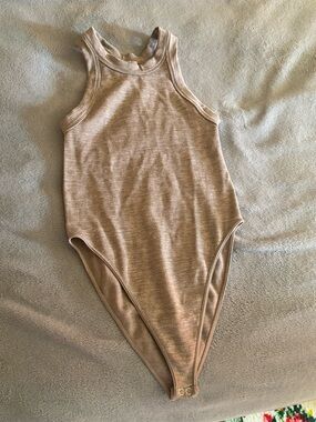 Forever 21 Kids Ribbed One-Piece Bodysuit in Taupe Beige